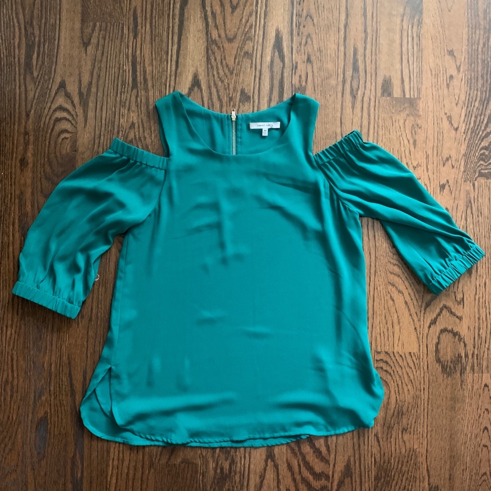 Teal Cold Shoulder Shirt